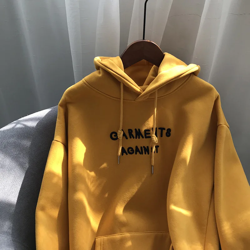 Autumn and winter new Fleece Hoodie women's Korean casual letter Plush top crop hoodies sweatshirts