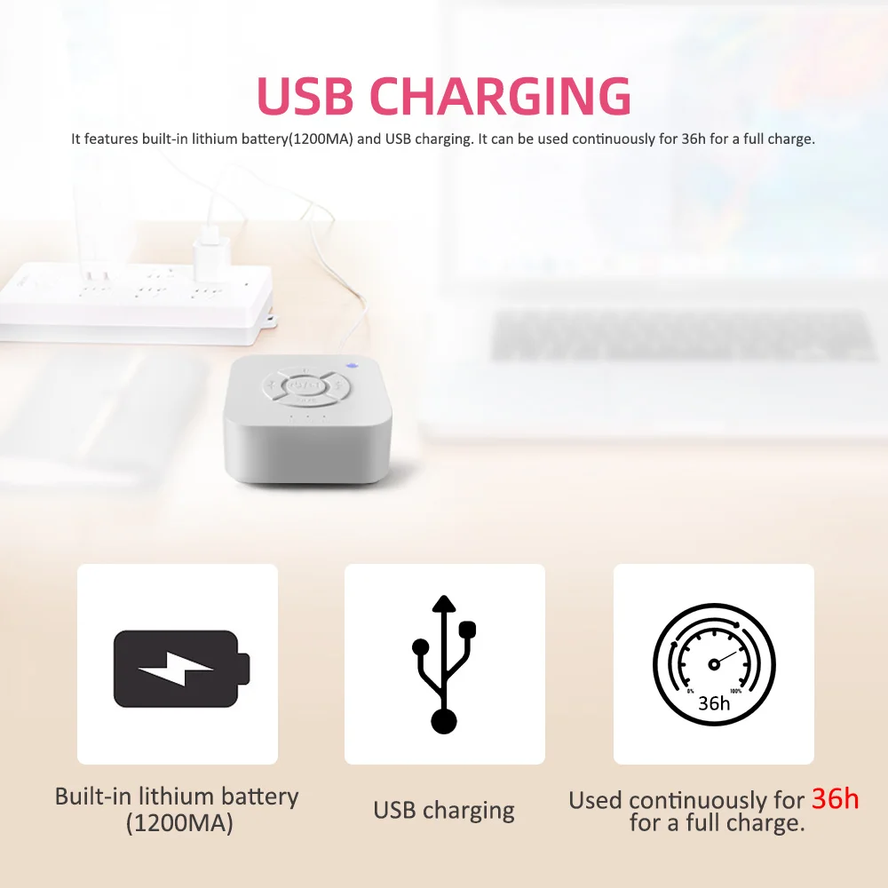 Baby Monitor White Noise Machine USB Rechargeable Timed Shutdown Sleep Sound Machine For Baby Adult Office