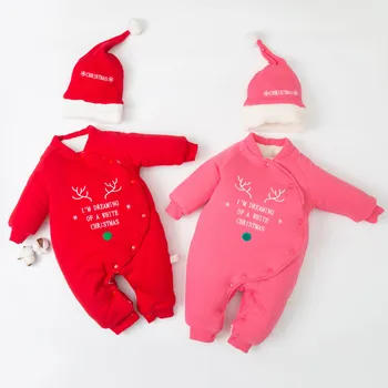 

Newborn Baby Boy Girl Christmas winter Rompers Playsuit Clothe Cute Cartoon Jacket Kids Thick Snowsuit Cap Coat Jumpsuit Outfit
