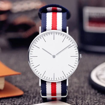 

Top Brand Nylon Strap Men Women Watches Fashion Stripe Casual Dress Watch Montre Femme Zegarek Damski Dropshipping Clock Watch