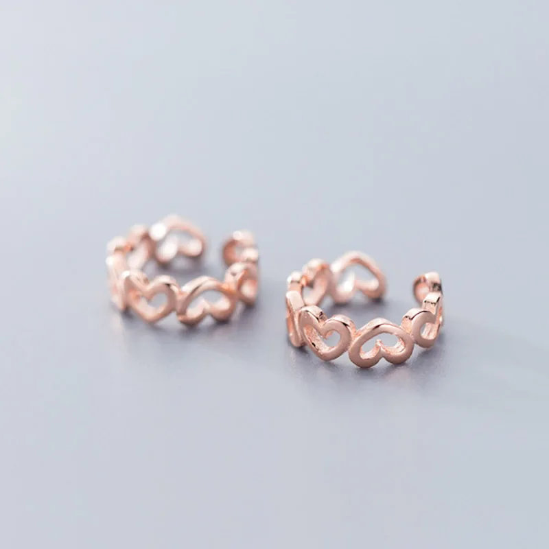 Trustdavis, Настоящее серебро, 925 пробы, геометрический, сердце, сердце, ухо, манжета, клипсы, серьги для женщин, модные серьги, ювелирное изделие DS2338