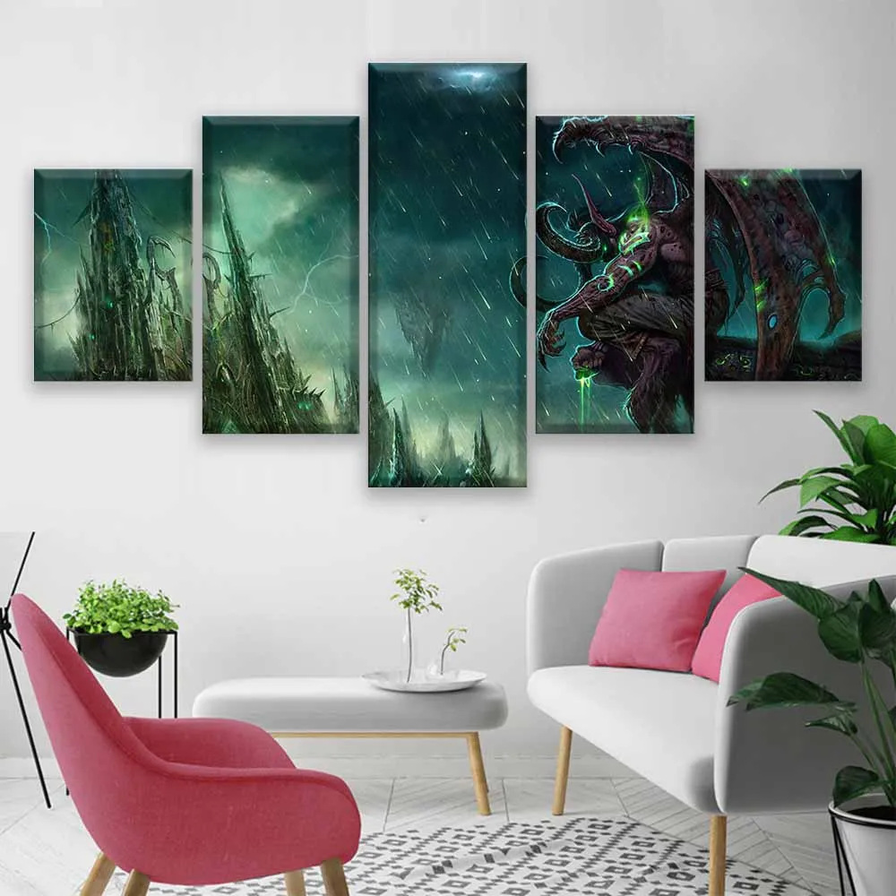  Canvas Painting 5 Pieces Illidan Stormrage DOTA 2 Wall Picture Art Prints Modular Game Poster For L