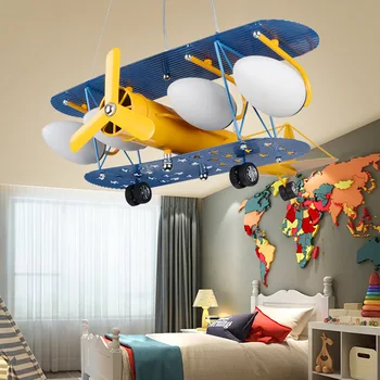

American Simple Boy's Room Bedroom Study Cartoon Hanging Lamp Modern Creative Eye Protection LED Airplane Children's Chandelier