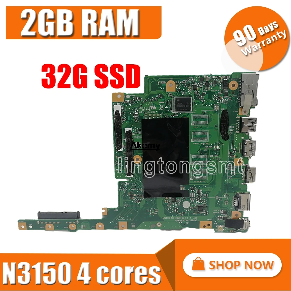 E402SA материнская плата для ноутбука ASUS подходит для 1" ноутбуков E402SA E402S Mianboard W/(N3150 4 ядра cpu+ 2GB ram+ 32G SSD) тест ОК