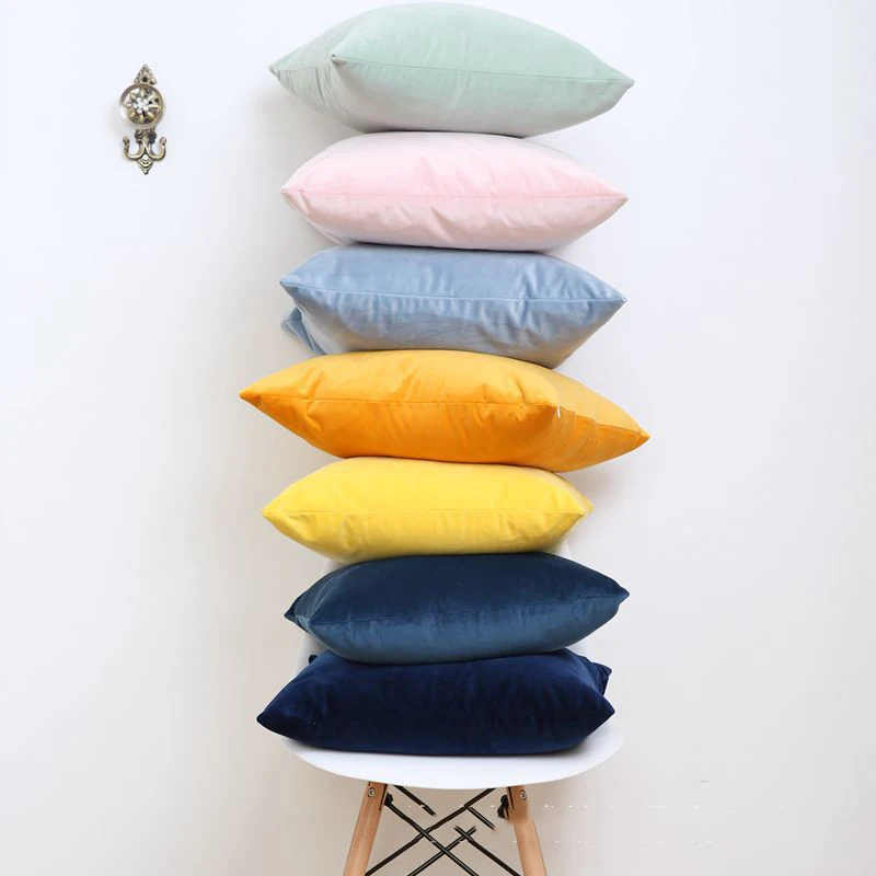Современная мода, цветные яркие бархатные наволочки для подушек, синие, серые, желтые, розовые наволочки для подушек, наволочки для дома, Декоративные диванные подушки