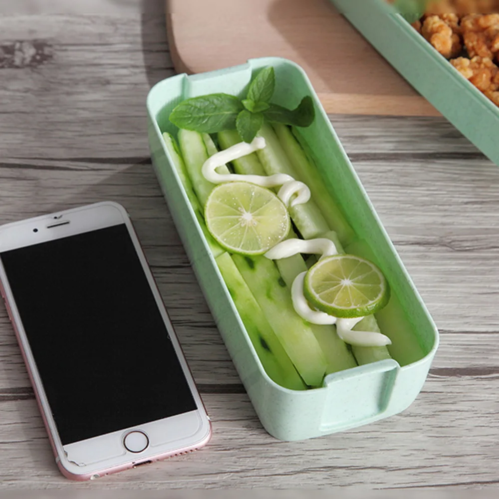 3 слоя Bento Box Ланч-бокс microwavable экологичный Ланч-бокс контейнер для еды Пшеничная солома ящики для хранения Контейнер Органайзер