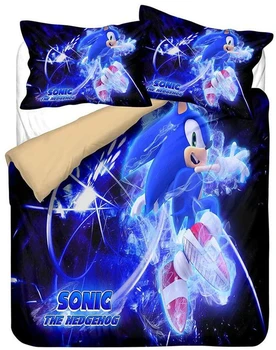 

Hot Movie 3d Sonic The Hedgehog Printed Duvet Cover Set Pillowcase Cute Cartoon Children Bedding Sets Comforter Cover King Size