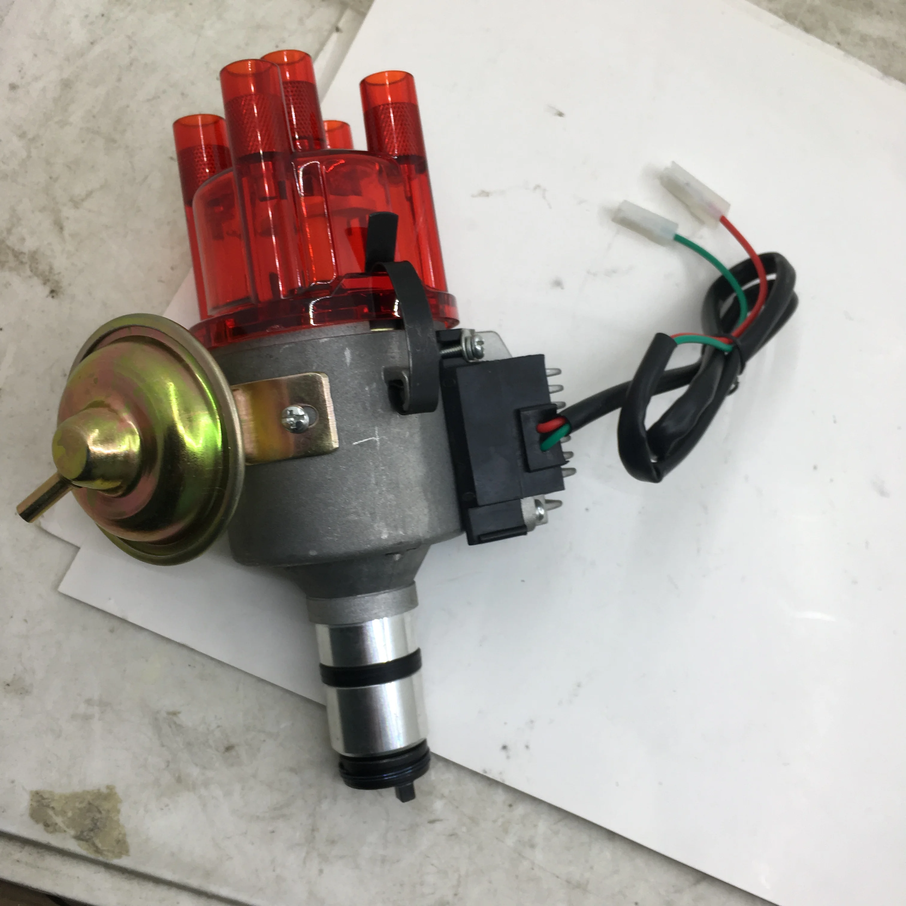 SherryBerg Complete Distributor for Empi 9437 Electronic All-In-One Vacuum Advance Distributor for VW Aircooled Engine Red Cap