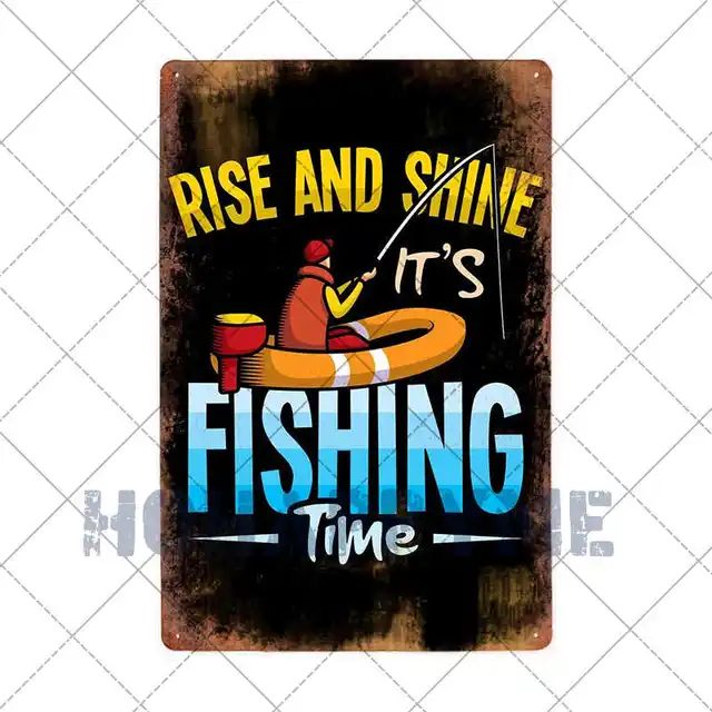 Fish Metal Tin Signs Retro Poster Fishing Site Door Plates Outdoor Decorative Bar Club Iron Wall Plaques Vintage Decor 20x30CM 2181042