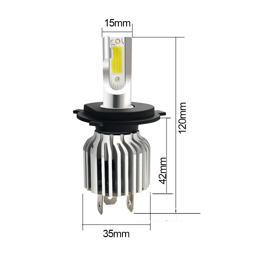 YM E-Bright 2 шт. светодиодный лампы для автомобильных фар H1 H3 H7 H8 H11 9005 9006 H4 COB 30W D9 12V 24V DC 3300Lm 6000K Автомобильные фары белые