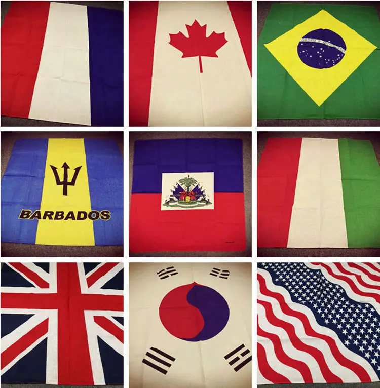 Cotton Flag Series USA UK France South Korea Brazil Germany Canada Mexico Punk Hip-hop Headwear/Hair Neckerchief Scarf Bandanas |