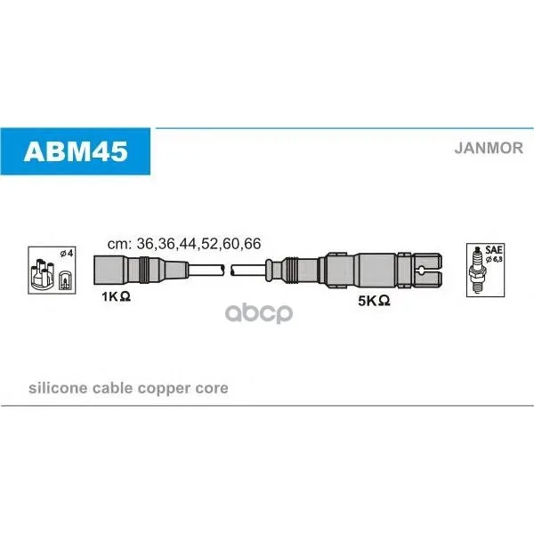 Комплект Проводов Зажигания Audi: 100 90-94, 100 Avant 90-94, 80 91-94, 80 Avant 91-96, Coupe 88-96 Janmor арт. ABM45