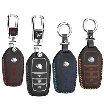 

luckeasy leather key case for toyota camry 2012 corolla 2017 rav4 2016 prado 2015 86 2014 FJCruiser 2012 case key2y