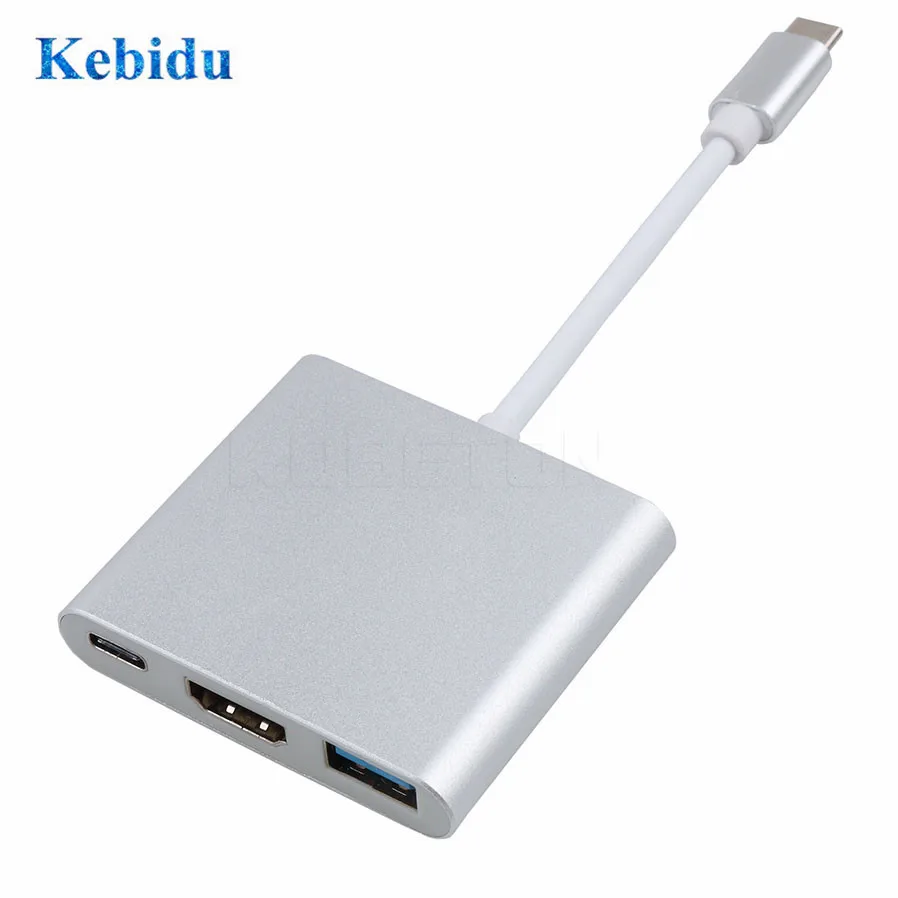 KEBIDU 4K Usb c HDMI type c HDMI USB 3,1 конвертер адаптер type c к HDMI/USB 3,0/type-C концентратор кабель Алюминий для Macbook