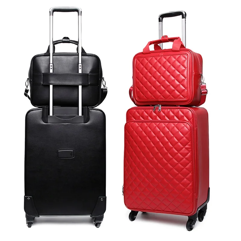 

16"20"24 Inch Famous Luxury Brands Carry On Travel Suitcase Pu Leather Vintage Rolling Luggage