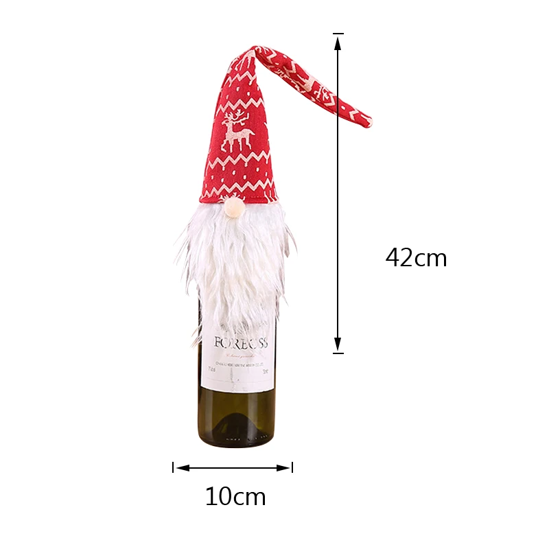 F 42x10cm Urijk Christmas Wine Bottle Covers Santa Snowman Deer Restaurant Ornament Xmas Party Table Wine Bottle Decorations New - Цвет: F 42x10cm