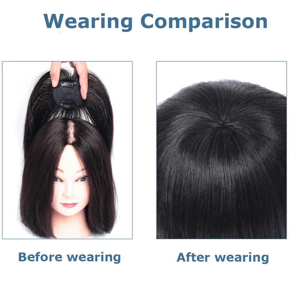 SHANGKE Women's Synthetic Long Straight Hair Clip In Hair Extension Clip In Hairpieces Black Brown Natural Fringe Hair