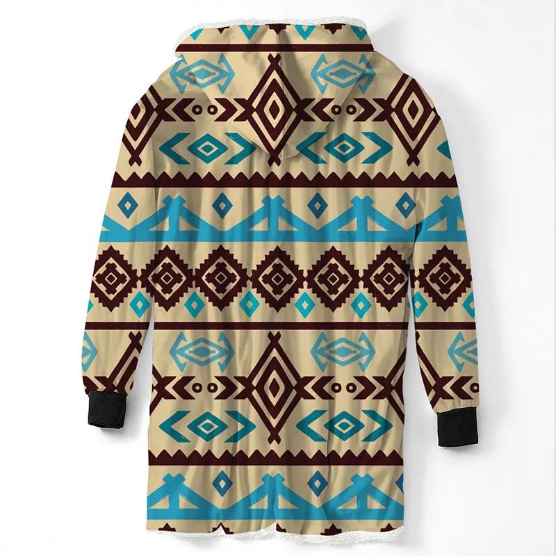 Boho плед с капюшоном Одеяло свитер пуловер для взрослых теплый плюшевый карман ТВ флисовое пальто 3D богемные рукава конверт с капюшоном