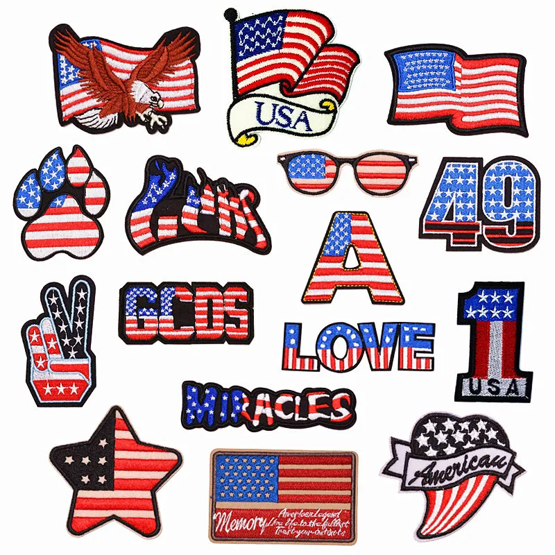 

Fashion Embroidery National Flag Cloth with DIY Computer Embroidery Emblem, Shoes, Hats, Bags, Patches, Clothes Decoration Marks