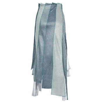

GALCAUR Asymmetrical Patchwork Hit Color Skirts For Women High Waist Irregular Hem Summer Skirt Female 2020 Fashion New Clothes