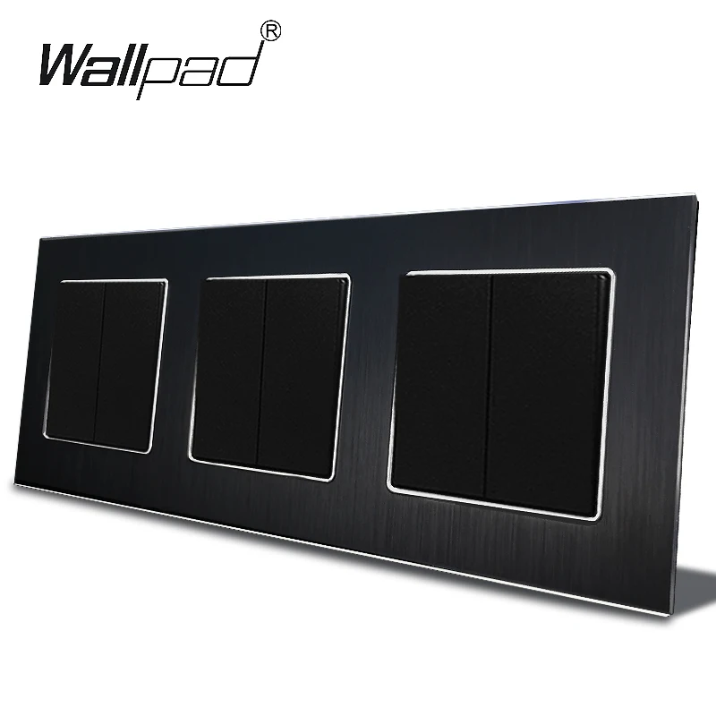 

6 Gang Push Rocker Light Interruptor Wallpad 110V-250V AC Aluminum Plate 16A 234*86mm Triple EU 2 Gang Lamp Switch with Claws