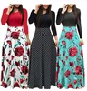 Plus Size Women Autumn Print Stitching Flower Casual Long Party Dress 2022 Vestidos Bodycon Elegant Sexy Woman Maxi Dress Femme ► Photo 1/6