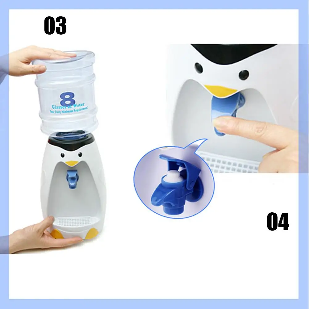 SUPERLOVE Mini Cute Cartoon Water Dispenser Cartoon Penguin 8 Cup Water Water Dispenser Office Easy To Carry Without Heating Penguin Shaped Countertop Water Dispenser 