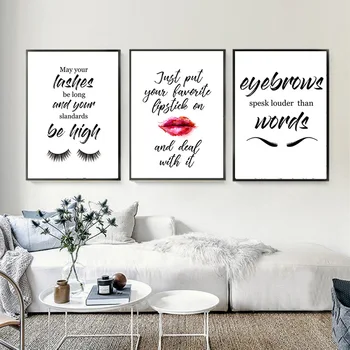 Kaufen Nordic Moderne Minimalistischen Augen Wimpern Lippen Schönheit Salon Leinwand Malerei Wand Kunst Wandbild Wohnzimmer Einzigartige Dekorative Malerei