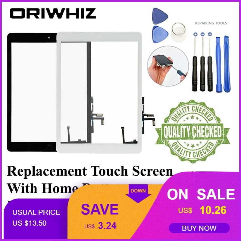 

ORIWHIZ Touchscreen with Button Home and Duct Tape for Apple iPad 2 3 4 mini 1 2 3 Air 1 black and white color available