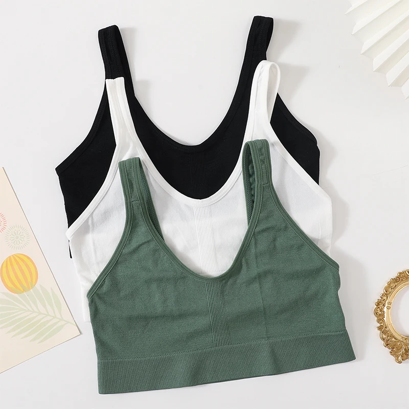 Women Lingerie Bra Women Tube Tops Tube Top Ribbed Bra Seamless Underwear Female V Neck Bralette Crop Top Soft Breathable