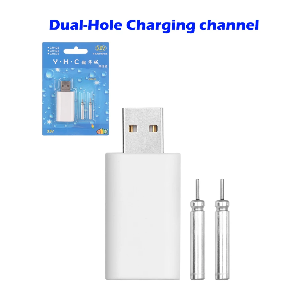 Dual-Hole Set 2 шт. плавающие Батарейки+ 1 шт. 1/2 отверстия CR425 USB зарядное устройство перезаряжаемые Электронные Поплавки батареи набор ночной рыбалки снасти Аксессуары - Цвет: Dual-Hole Set