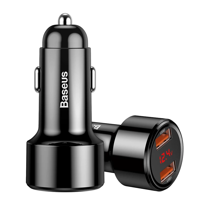 Baseus 45 Вт светодиодный дисплей автомобильное зарядное устройство quick charge 3,0 USB PD зарядное устройство type c Быстрая зарядка для iPhone 8 samsung huawei xiaomi phone