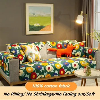 

100% cotton Non-slip Sofa Towel Seat Cover Sofa Towel For Living Room L-shaped Sofa Decor Pastoral Combination Sofa Cover