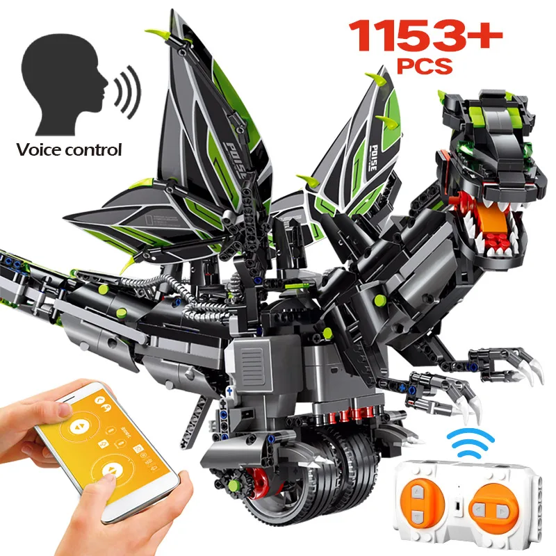 

1153pcs Creator APP Remote Control Bricks Legoingly Technic RC Balanced Programming Dinosaur Building Blocks Toys For Children