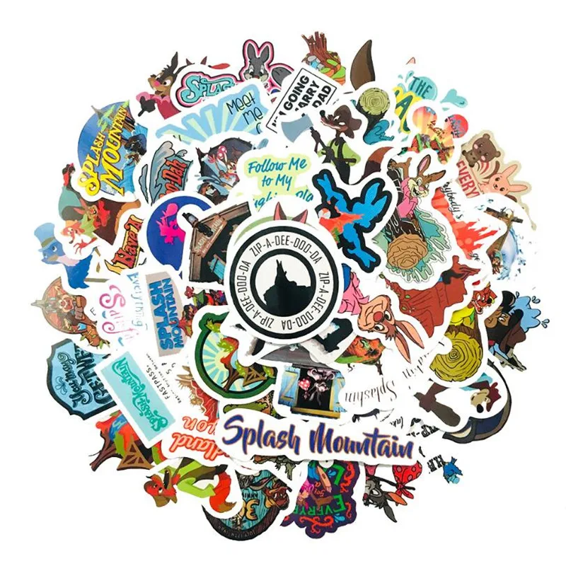 

10/30/50PCS American drama Splash Mountain Cartoon Graffiti Laptop Luggage Skateboard Guitar Waterproof Stickers Wholesale
