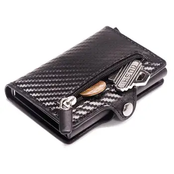 

2020 Coin Pocket Carbon Fiber Card Holder Safety Multifunctional Card Case Short Card Wallet for Men RFID Blocking Money Purse