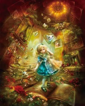 

JMINE Div 5D Alice In Wonderland Full Diamond Painting cross stitch kits art High Quality Cartoon 3D paint by diamonds