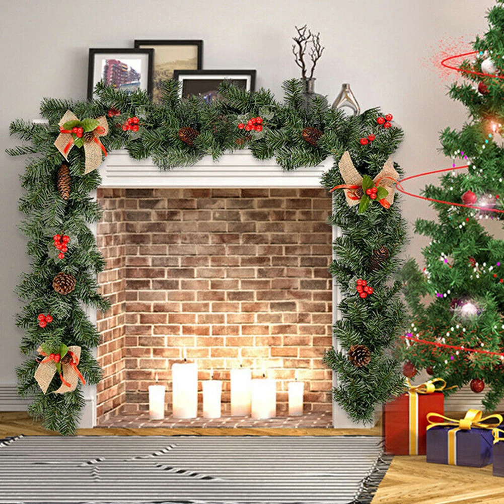 1.8m Christmas Garland Artificial Berries Garland Rattan Wreath Door Ornament Decor Christmas decoration