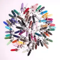 100pcs Fashion Women Jewellry Hexagonal Column Bullet Pendants Natural Stone Quartz Crystal Pendant Necklace For Jewelry Making 2