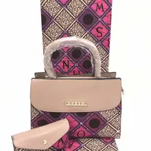 Восковая ткань, сделанная в сумочке, 6 ярдов, набор, африканская восковая ткань с принтом, сумка в комплекте, вечерние YBG02