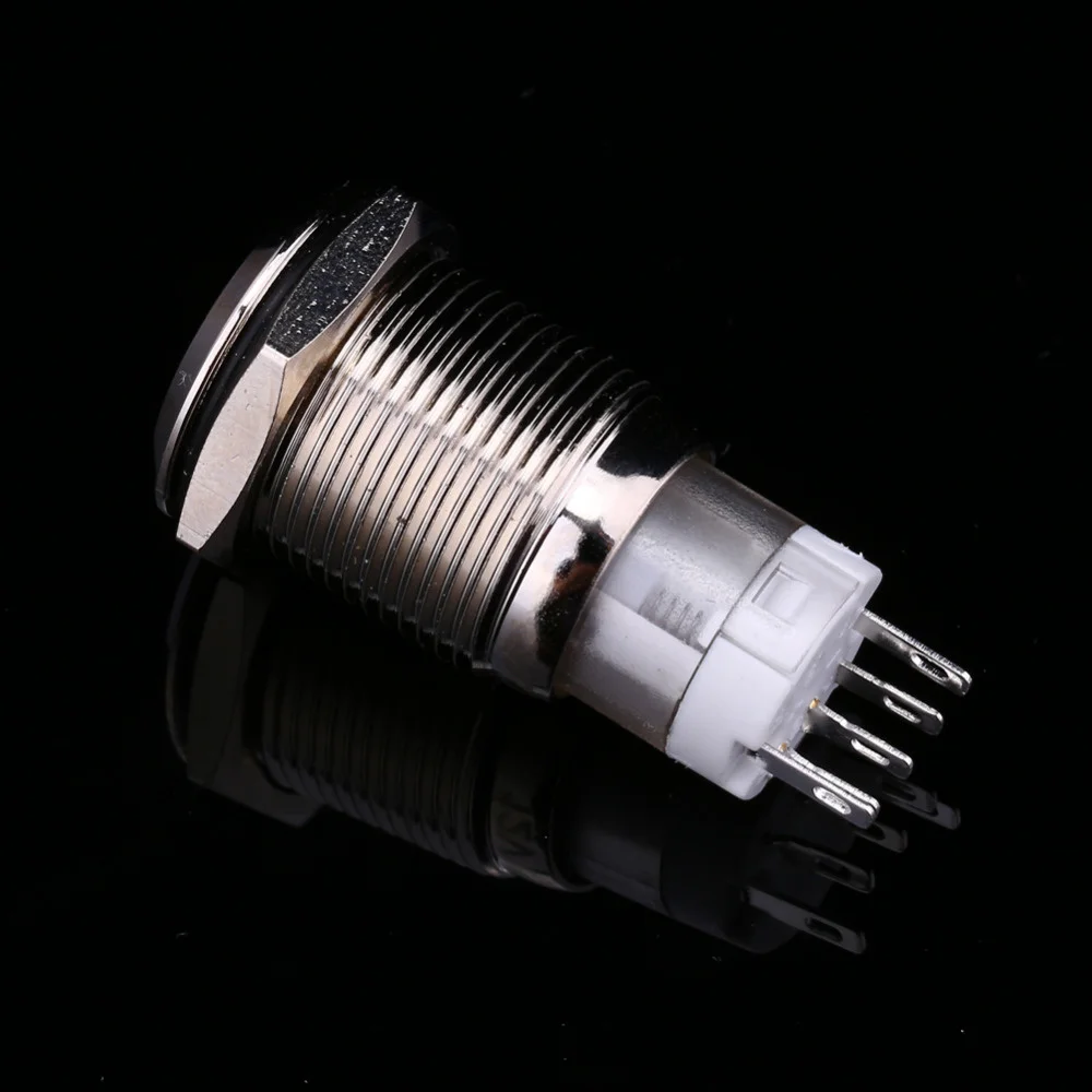 White Light On-off 12V 16mm 3A/250VAC Car Auto Metal LED Power Push ...