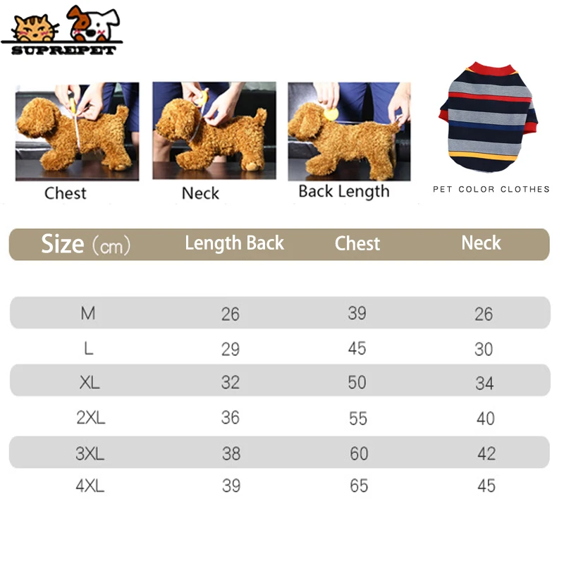 SUPREPET Одежда для собак французского бульдога в полоску цветная куртка Swearter зима