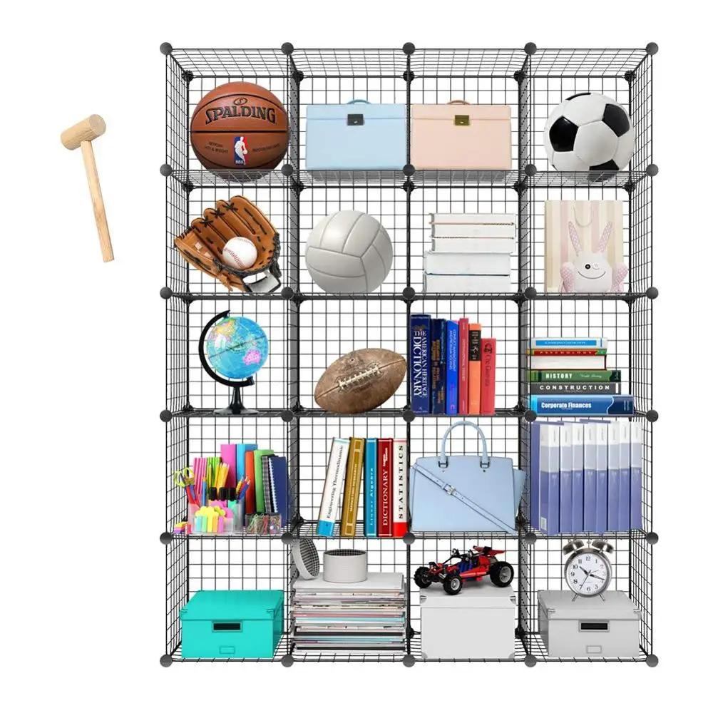 

Metal Storage Bookcase Bookshelf Toy rack Industrial Decoration DIY Shelf Organizer Home furniture Wire Standing Storage