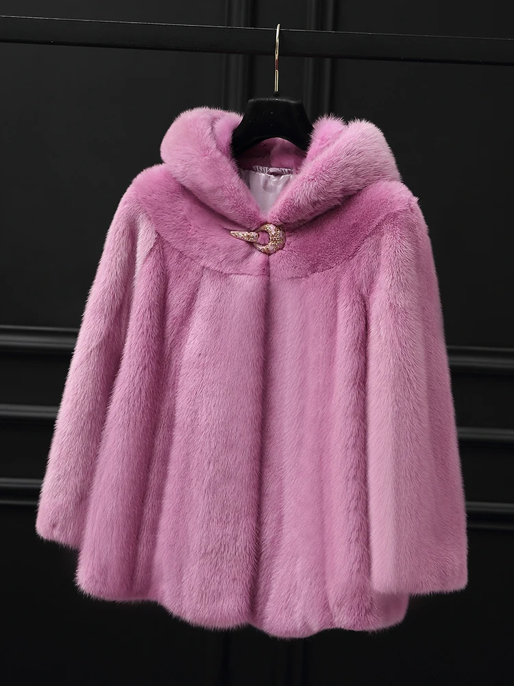 women's winter clothing outerwear coats real natural Ms. whole mink water mink coat hooded mink coat short paragraph 1021