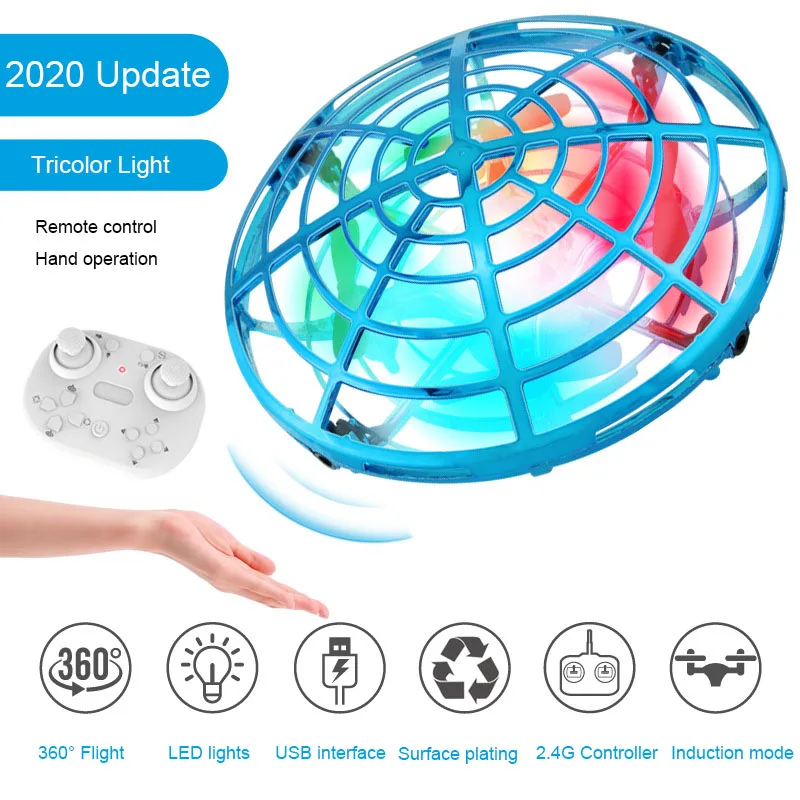 UFO Mini Drone LED RC Hand Operated Helicopter Flying Toys New Kids Gift 