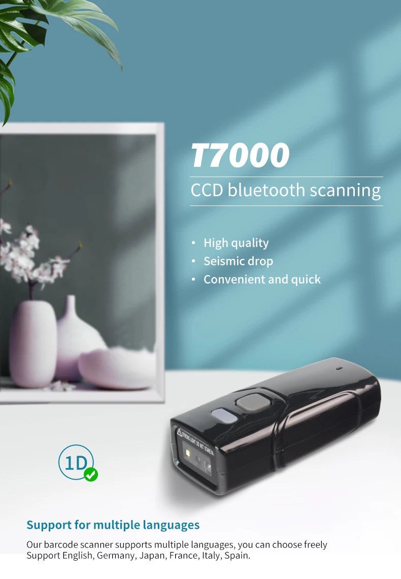 Scanner de Código de Barras Suporte para Iphone Chegada Nova Varredor Portátil Bom Desempenho Bluetooth 1d Ccd Mac Ios x Android Rd-t700 8 bluetooth 1d ccd scanner de código de