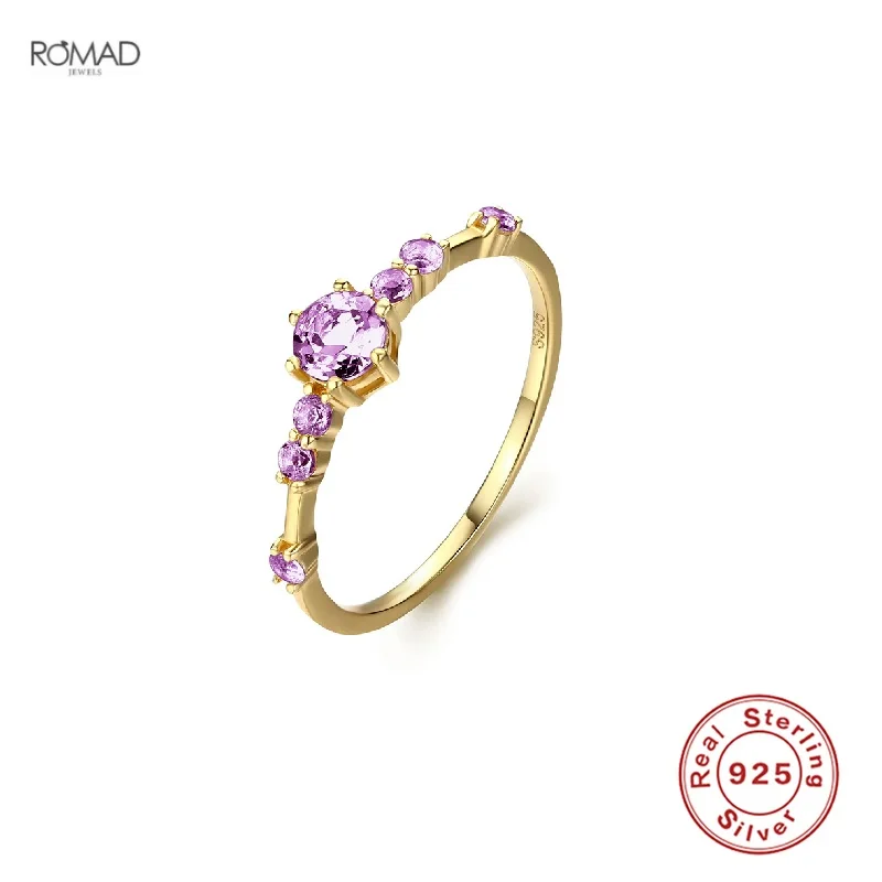 

ROMAD Exquisite 925 Sterling Silver Rings For Women Luxurious Purple Zircon Ring Wedding Engagement Gift Fine Jewelry anillos