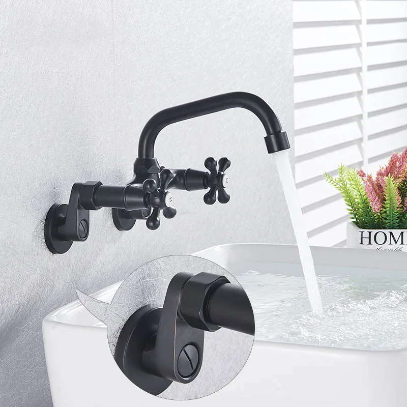 Light luxury wall-mounted concealed hot and cold basin faucetBuried wall embedded washbasin faucet wall outlet