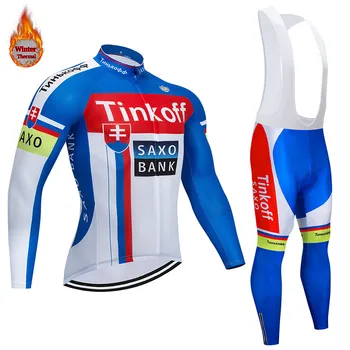 

2019 tinkoff Long Sleeve Maillot Ropa Ciclismo Invierno Thermal Fleece Bike Team Cycling Jersey Set Winter MTB Bicycle Clothing