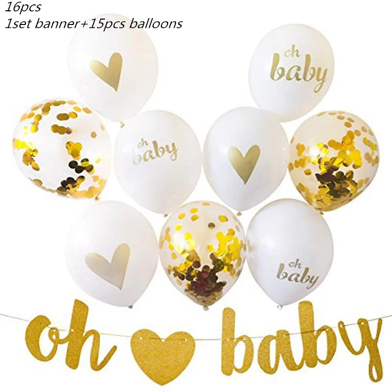 Description Picture 4 of itemGold Disposable Tableware Oh Baby Birthday Paper Plates Cups Napkins Birthday Party Cutlery Baby Shower Gender Reveal Supplies